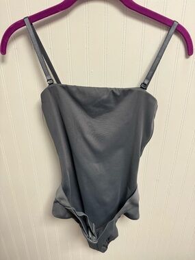 Skims Sculpting Swim Strapless One Piece Swimsuit Gunmetal Small NWT